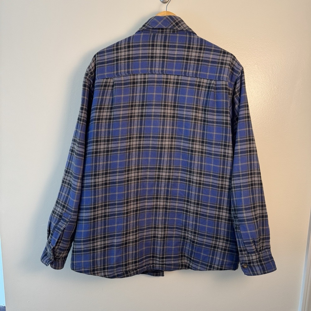 Field & Stream Men's Size Large Blue Flannel Shacket Quilted Lining Jacket - Picture 10 of 10